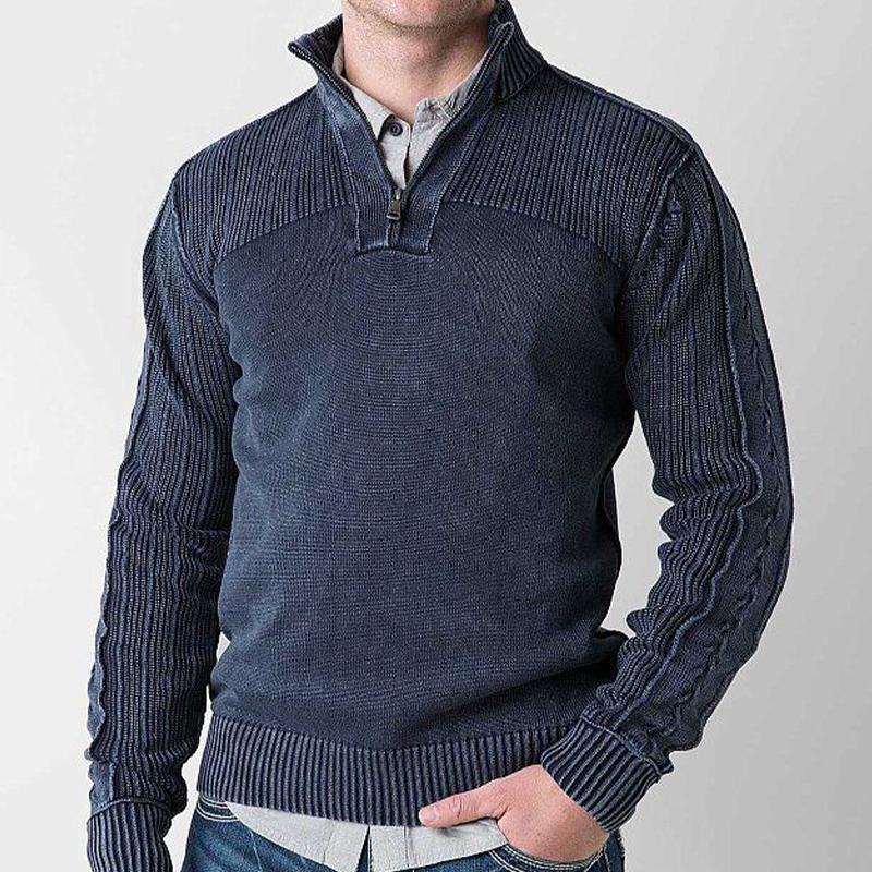 Men's Stand Collar Half Zip Knit Sweater 9877215412408