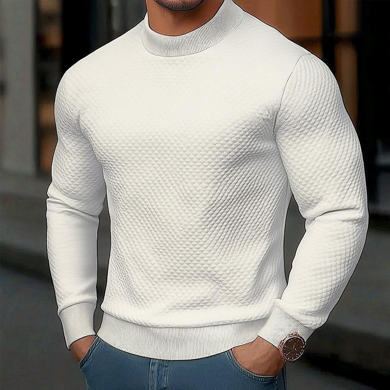 Men's Solid Color Crew Neck Check Sweatshirt 9260833308856