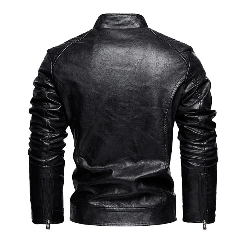 Men's American Retro Leather Motorcycle Jacket 9261092044984