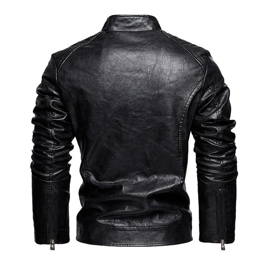 Men's American Retro Leather Motorcycle Jacket 9261092044984