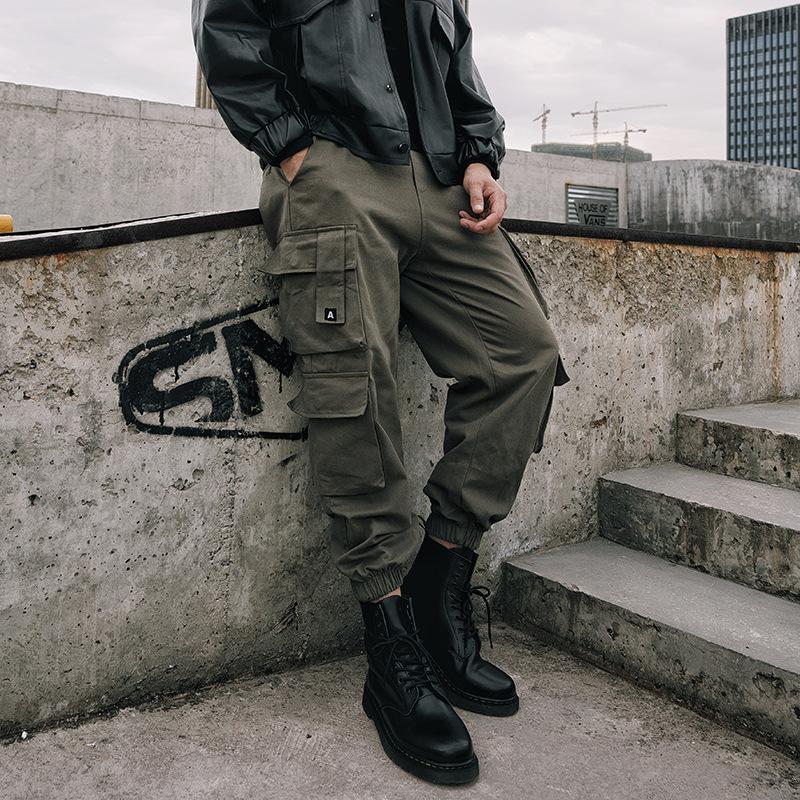 Men's Solid Color Loose Multi-pocket Cargo Pants 9261770080440