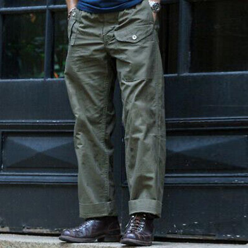 Men's Vintage Solid Multi Pocket Cargo Straight Leg Pants 9261762740408