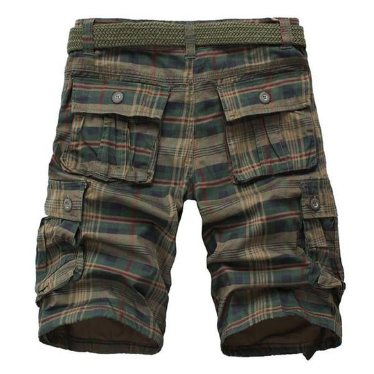MEN'S VINTAGE POCKET PLAID SHORTS （WITHOUT BELT）  DTT25082016