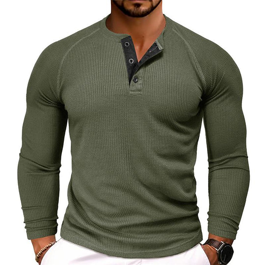 Men's Casual Round Neck Waffle Long Sleeve T-Shirt 9261135954104