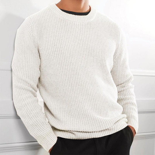 Men's Round Neck Solid Knit Sweater 9262176469176