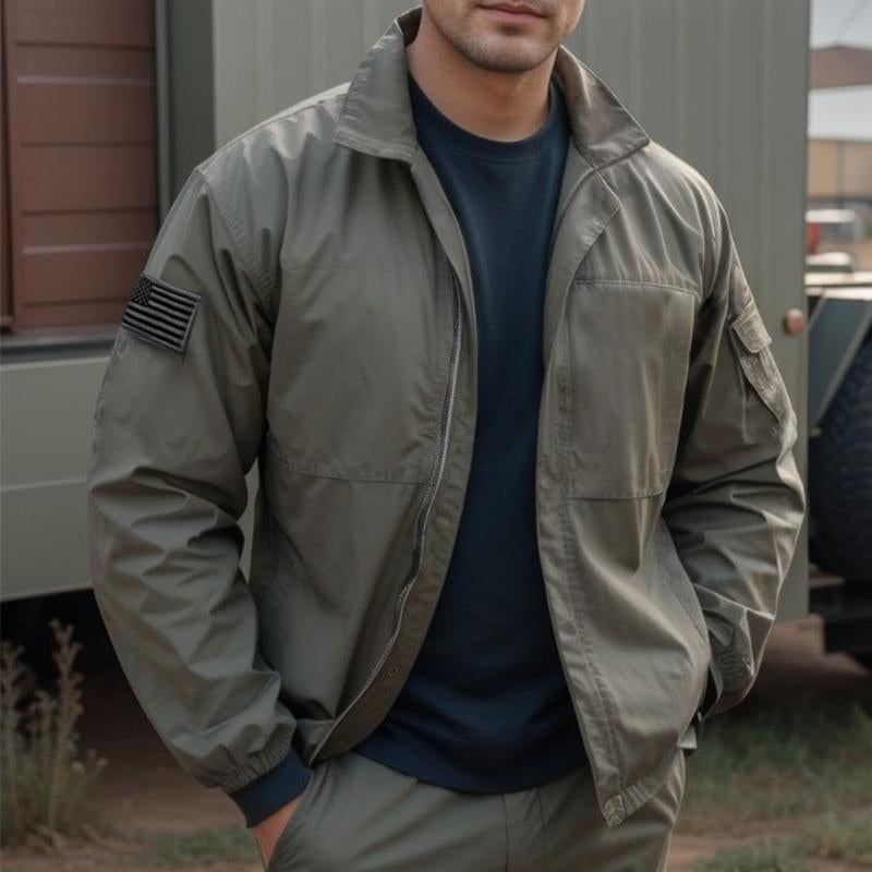 Men's Retro Casual Solid Color Workwear Outdoor Field Jacket 9267508347064