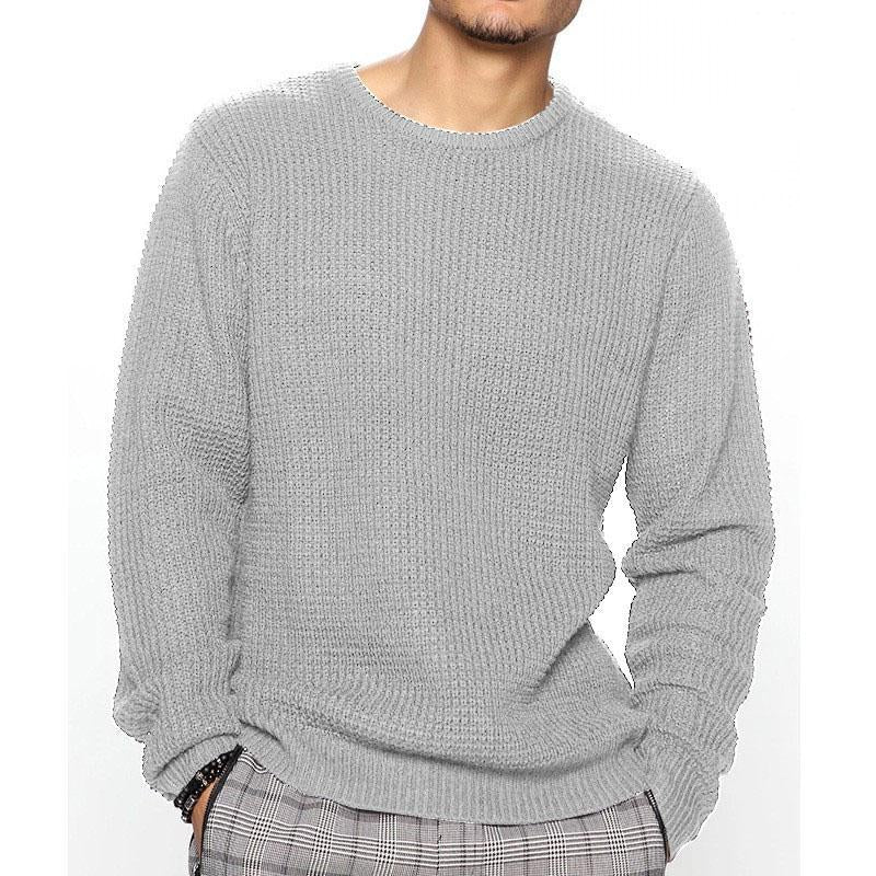 Men's Long Sleeve Round Neck Casual Loose Pullover Sweater 9262175322296