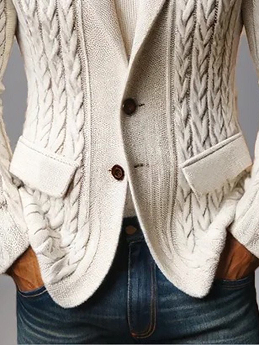 Men's Fashion Solid Color Lapel Knitted Jacket 9888735789240
