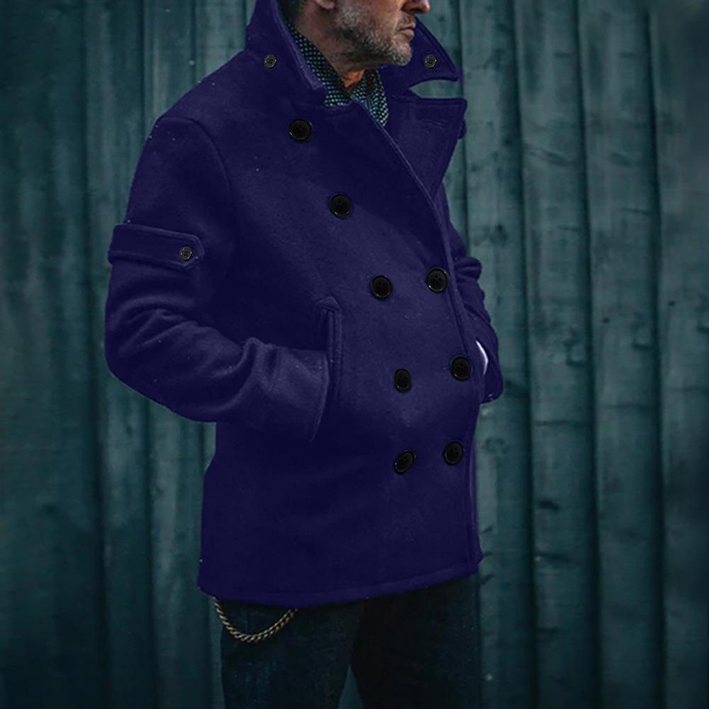 Men's British Style Solid Color Woolen Coat 9261105021112