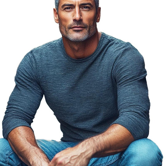 Men's Blended Round Neck Long Sleeve T-shirt 9879658004664