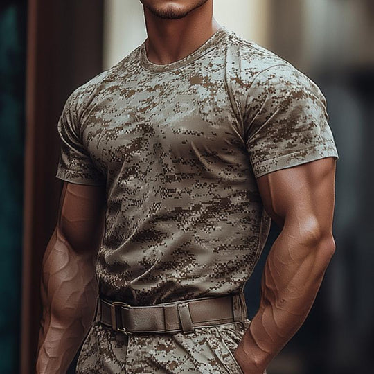 Men's Retro Casual Camouflage Round Neck Short Sleeve T-Shirt 9886820040888