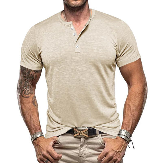 Men's Casual Henley Collar Short Sleeve T-Shirt 9261122551992