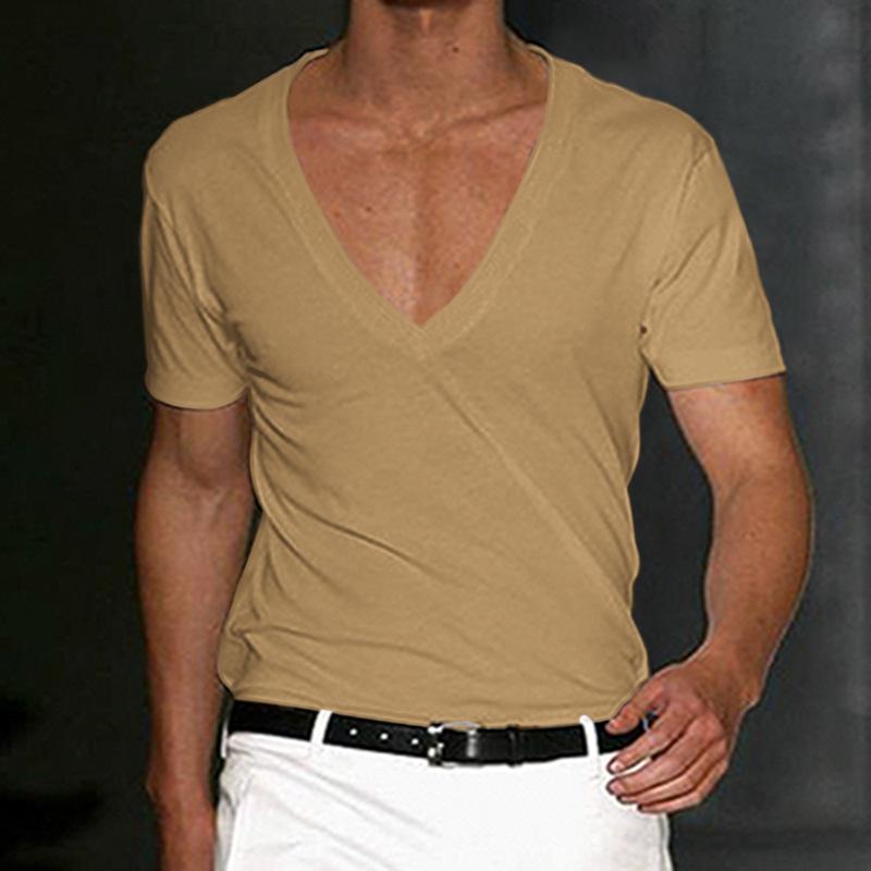 Men's Fitness Sports Solid Color Deep V Neck T-Shirt 9261119504568