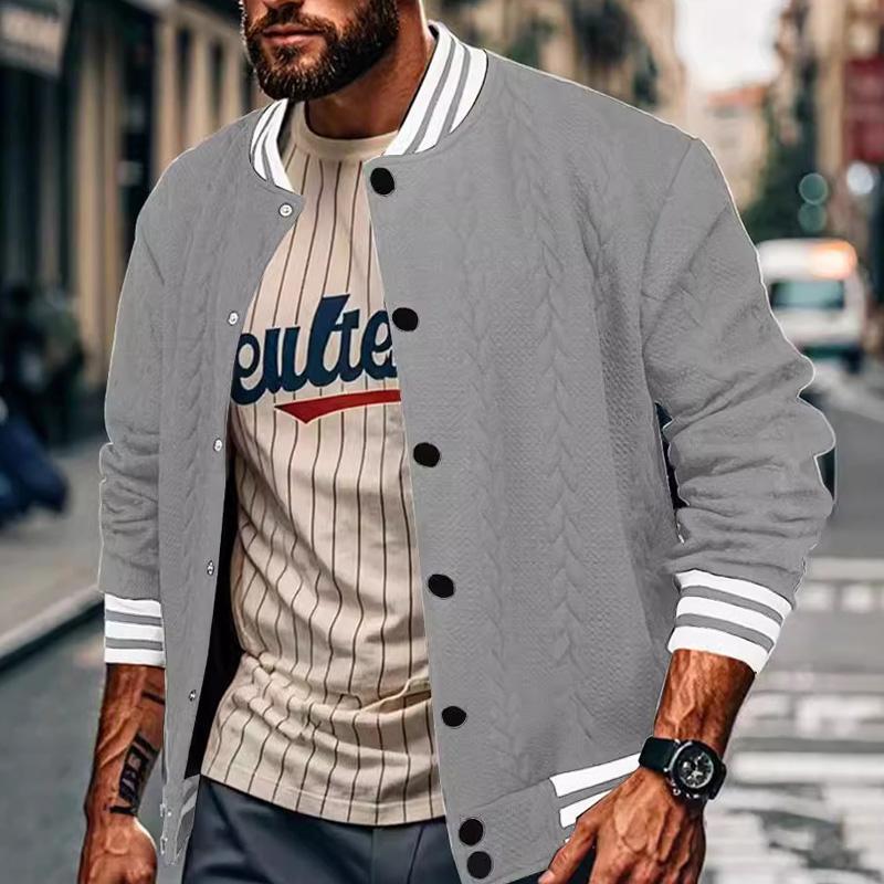 Men's Casual Single Breasted Cardigan Baseball Jacket 9261088735416