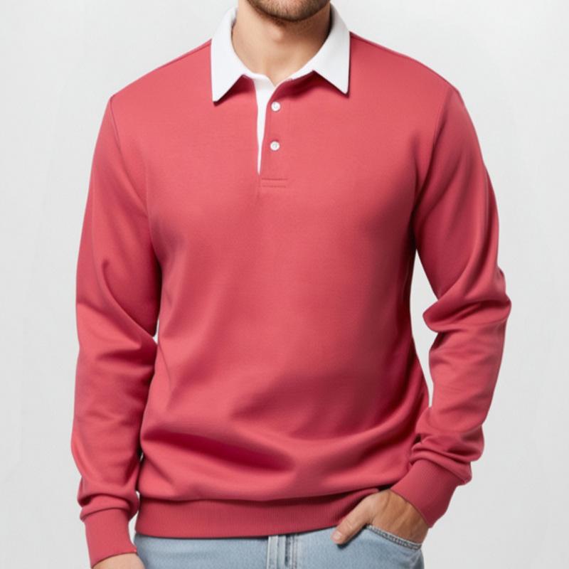 Men's Classic Casual Long Polo Neck Long Sleeve Sweatshirt Dtt25081905
