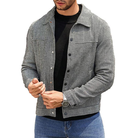 Men's Solid Color Herringbone Lapel Thin Jacket 9888006275256