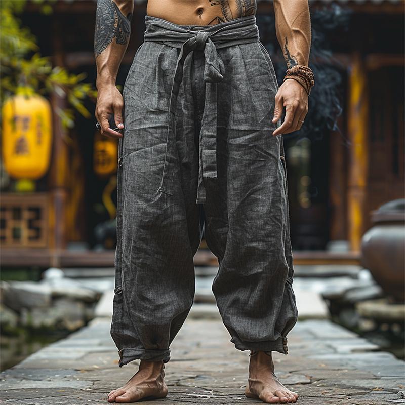 Men's Retro Casual Linen Breathable Loose Long Pants 9887363137720