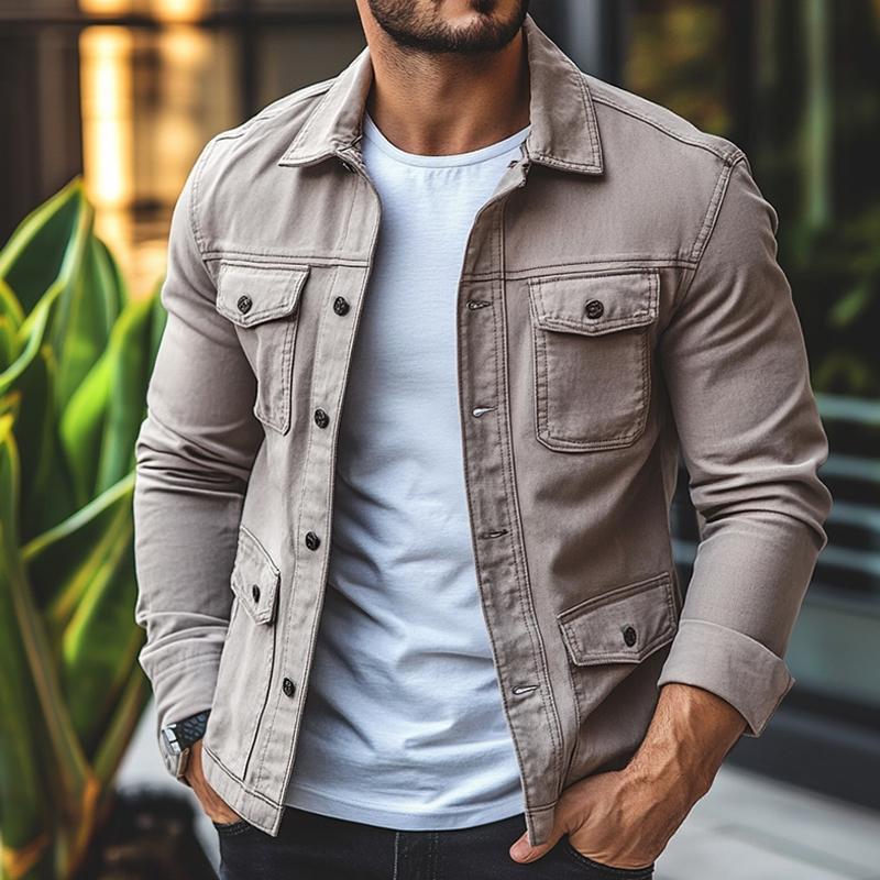 Men's Retro Casual Washed Multi-Pocket Button Jacket 9877927100600
