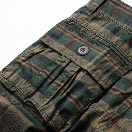 MEN'S VINTAGE POCKET PLAID SHORTS （WITHOUT BELT）  DTT25082016
