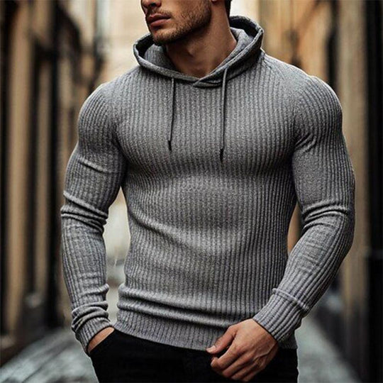 Men's Solid Knit Slim Fit Hoodie 9885320806584