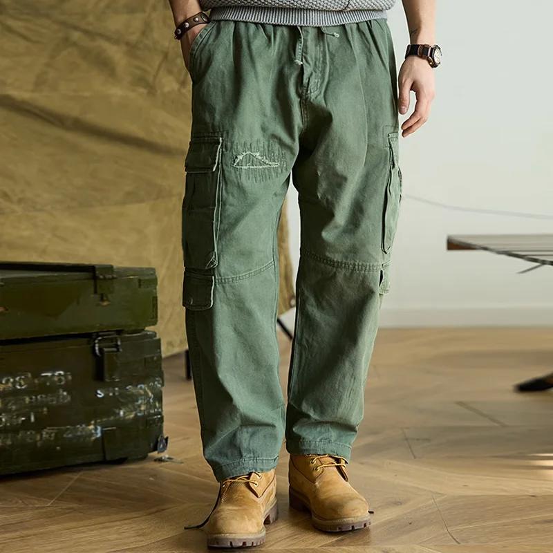 Men's Vintage Solid Color Multi-Pocket Cargo Pants 9261762576568