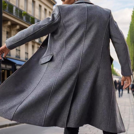 Men's Casual Lapel Solid Color Long Coat 9261106528440