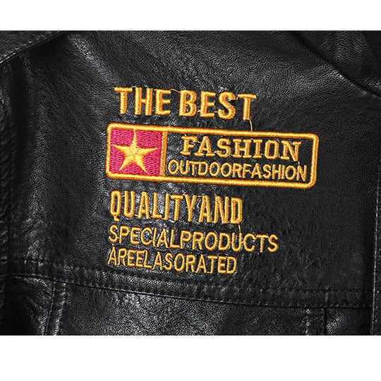 Men's Embroidered Leather Motorcycle Jacket 9261090177208