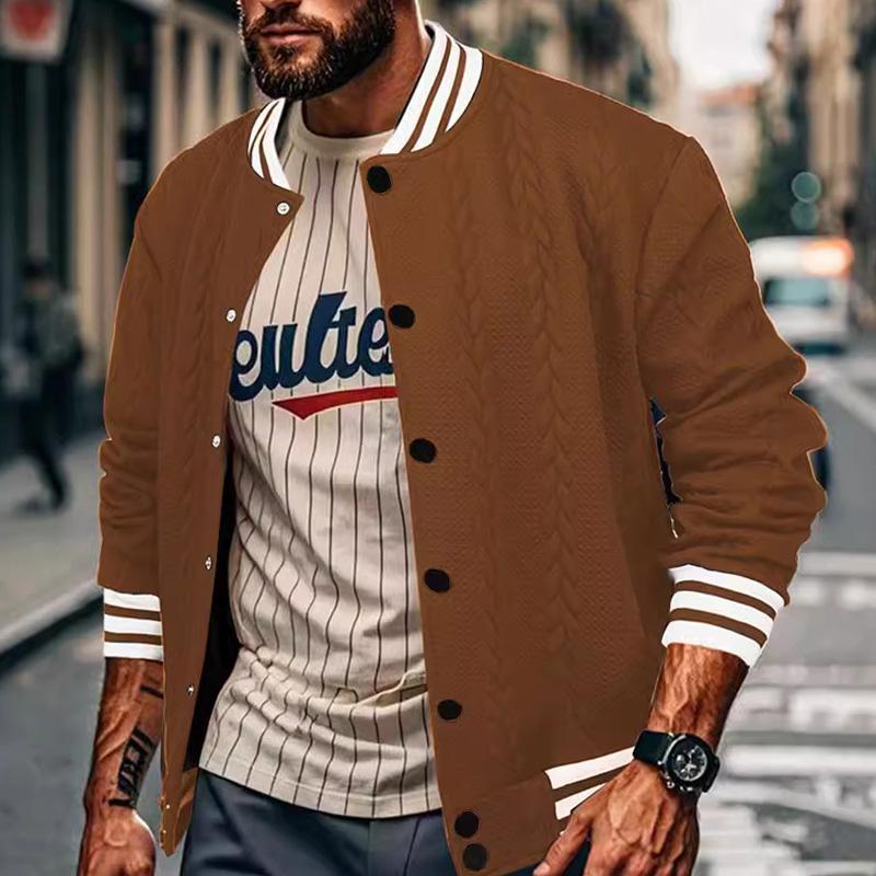 Men's Casual Single Breasted Cardigan Baseball Jacket 9261088735416