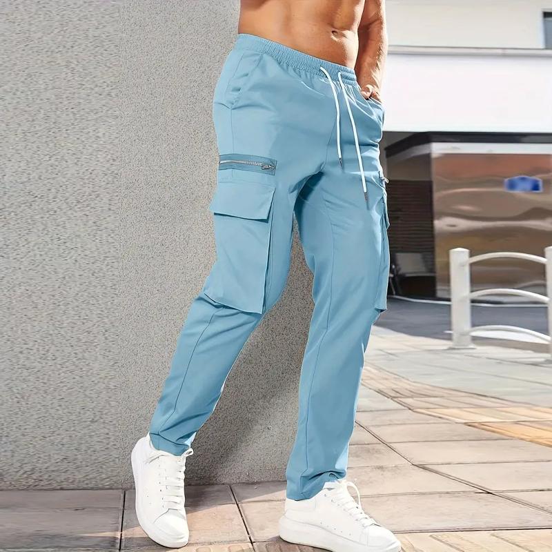 Men's Casual Solid Color Multi-Pocket Cargo Pants 9261763625144
