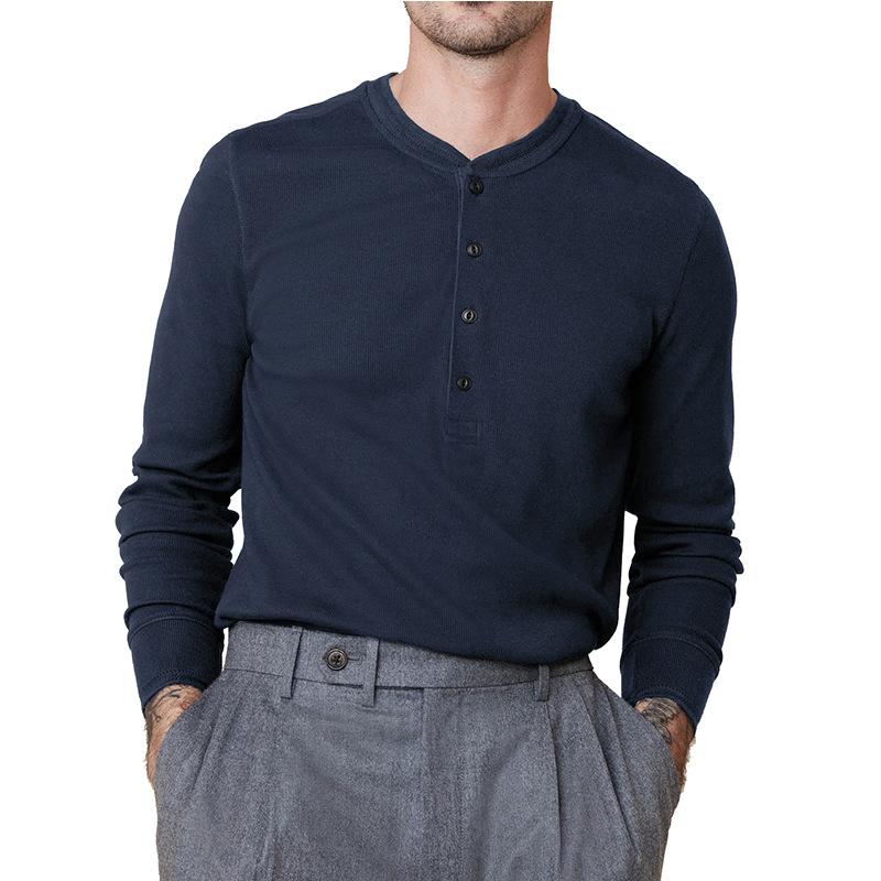 Men's Henley Collar Solid Long Sleeve T-Shirt 9261141852344