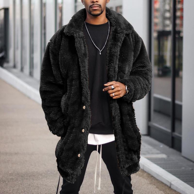 Men's Vintage Solid Color Loose Fleece Coat 9261102366904