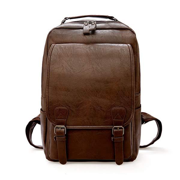 VINTAGE BUSINESS ZIP FLAP LEATHER BACKPACK 9262189117624