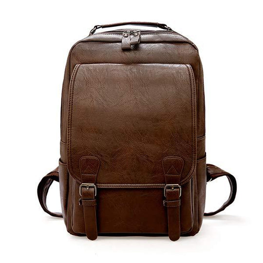 VINTAGE BUSINESS ZIP FLAP LEATHER BACKPACK 9262189117624