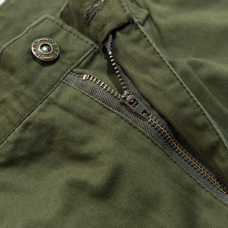 Men's Solid Cotton Multi-pocket Straight Cargo Pants 9261768278200