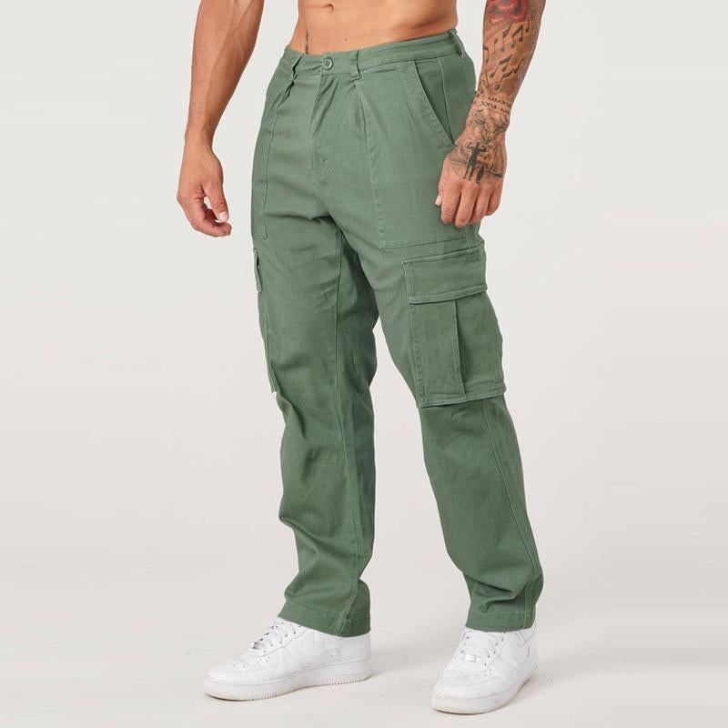 Men's Casual Solid Color Multi-Pocket Cargo Pants 9261763428536