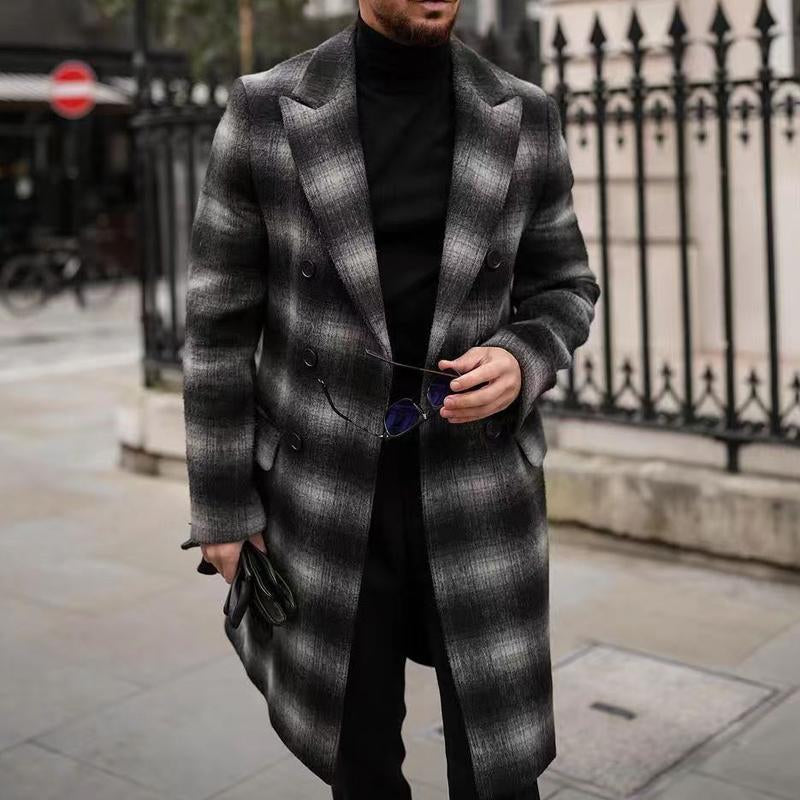 Men's Casual Check Single-breasted Coat 9261106593976