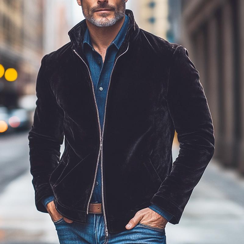 Men's Vintage Velvet Solid Collar Jacket 9879658725560