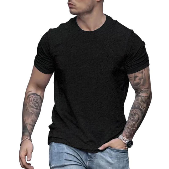 Men's Round Neck Solid Color Casual Short-sleeved T-shirt 9261141164216