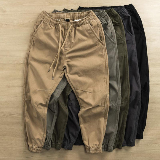Men's Solid Color Loose Elastic Waist Cargo Pants 9261770047672