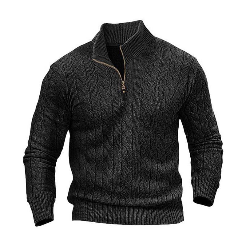 Men's Classic Casual Zip-Up Stand Collar Sweater 9268189593784
