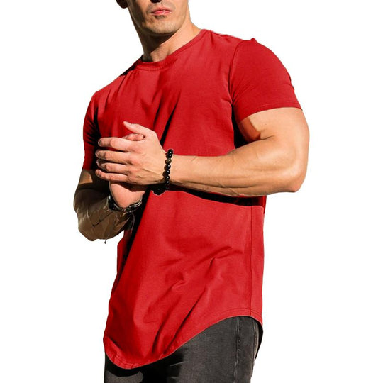 Men's Solid Color Loose Round Neck Short Sleeve T-Shirt 9261123829944
