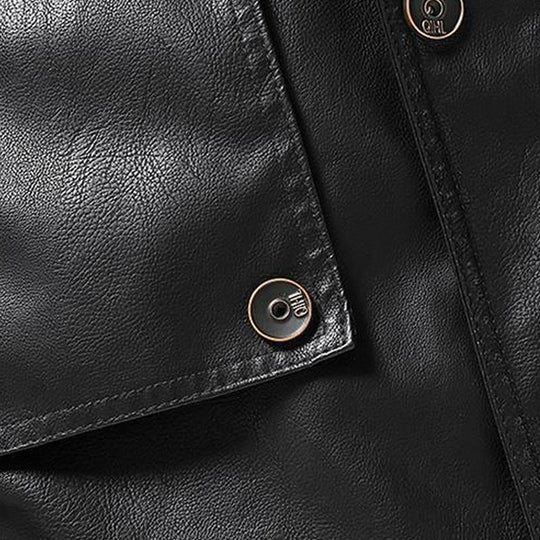 Men's Mid-length Stand Collar Leather Coat 9261108854968