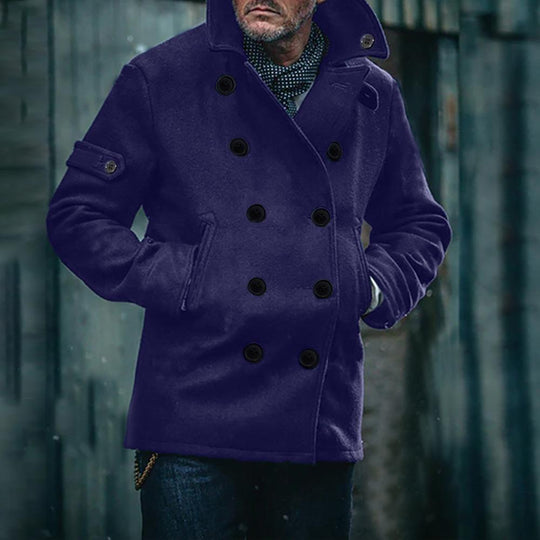 Men's British Style Solid Color Woolen Coat 9261105021112