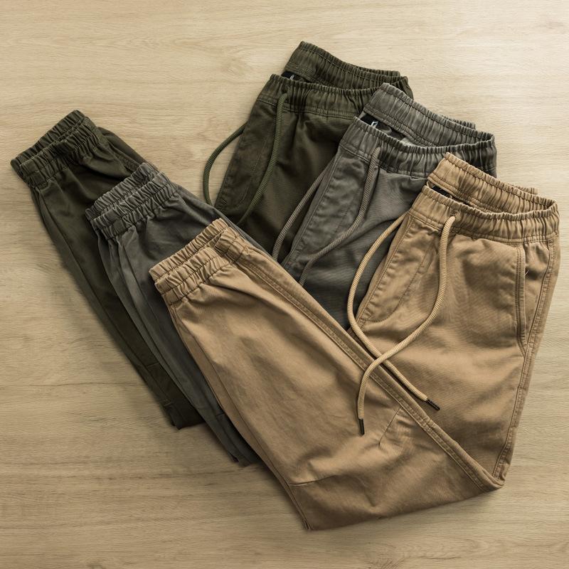 Men's Solid Color Loose Elastic Waist Cargo Pants 9261770047672
