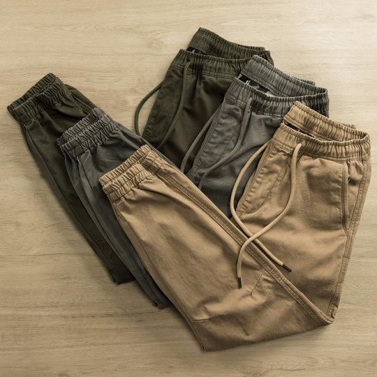 Men's Solid Color Loose Elastic Waist Cargo Pants 9261770047672