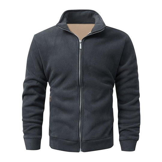 Men's Retro Casual Solid Color Polar Fleece Lapel Sweatshirt Jacket 9261094207672