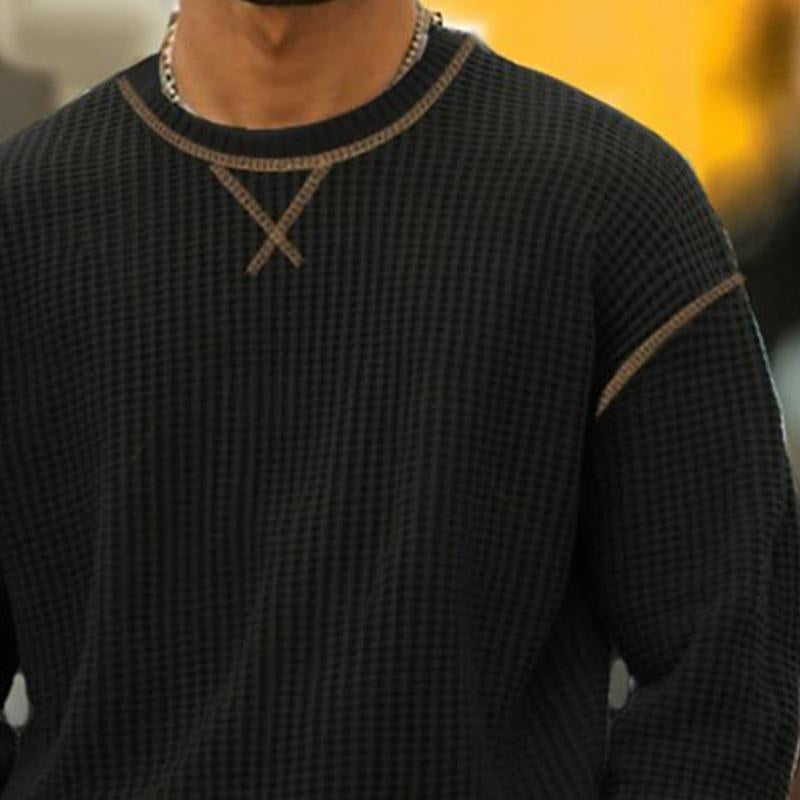 Men's Casual Outdoor Waffle Crew Neck Sweatshirt 9267507822776