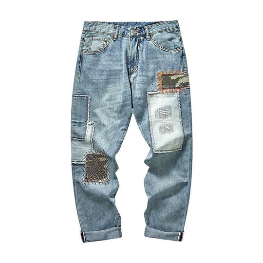Men's Patchwork Embroidered Jeans 9268189298872