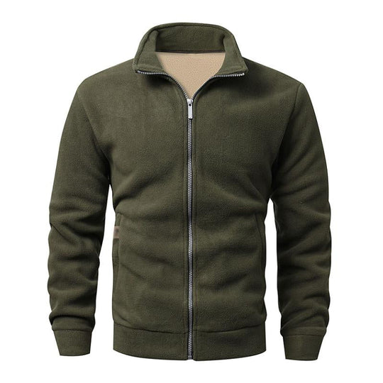 Men's Retro Casual Solid Color Polar Fleece Lapel Sweatshirt Jacket 9261094207672