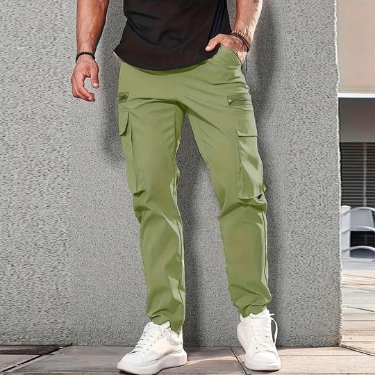 Men's Casual Solid Color Multi-Pocket Cargo Pants 9261763625144